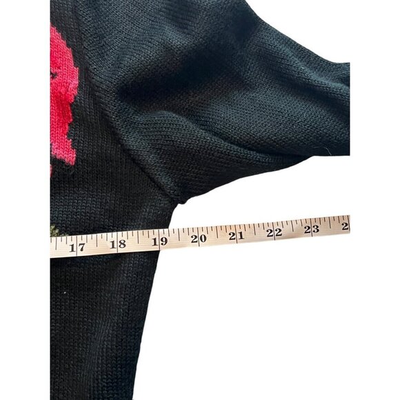 Susan Bristol Women's Black Floral Wool Sweater - Picture 4 of 8